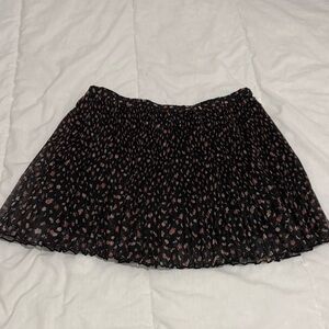 Divided Black and Pink Floral Skater Skirt
